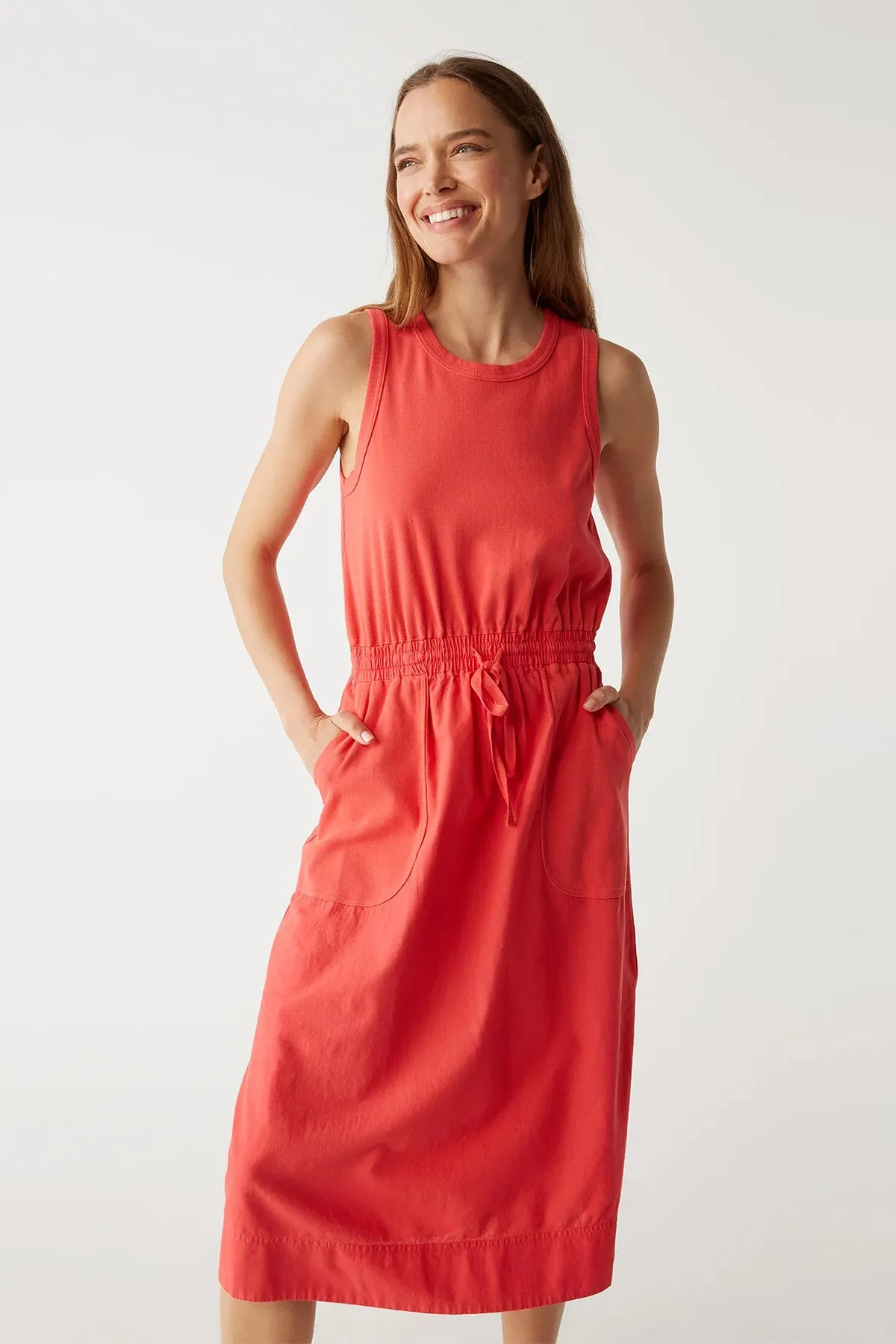 Wilhelmina Rib Mixed Midi Dress sold by French Cuff