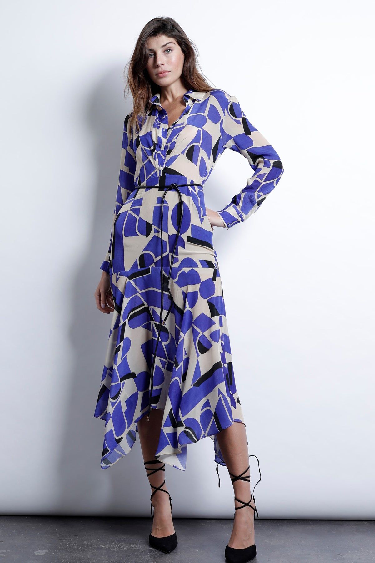 Sienna Print Midi Dress-Blue Geo sold by French Cuff