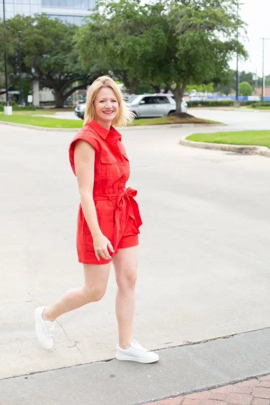 Red Romper with Belt sold by French Cuff