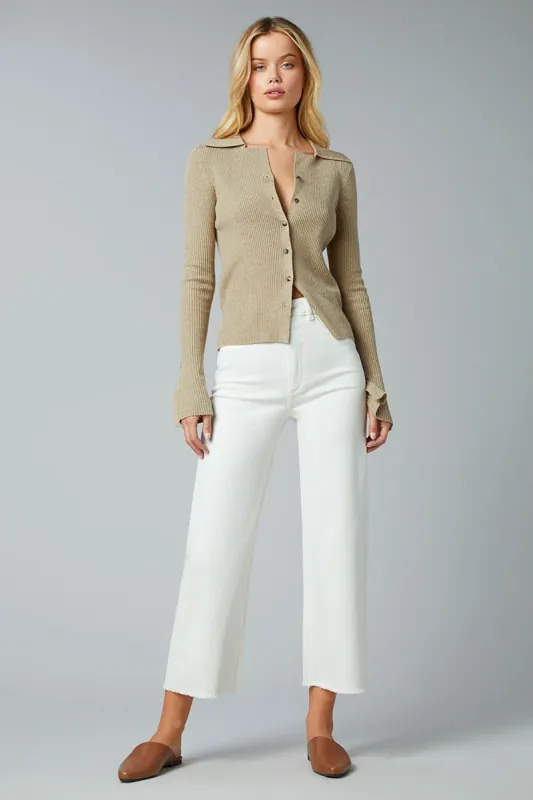 Hepburn Wide Leg High Rise Ankle - Eggshell sold by French Cuff