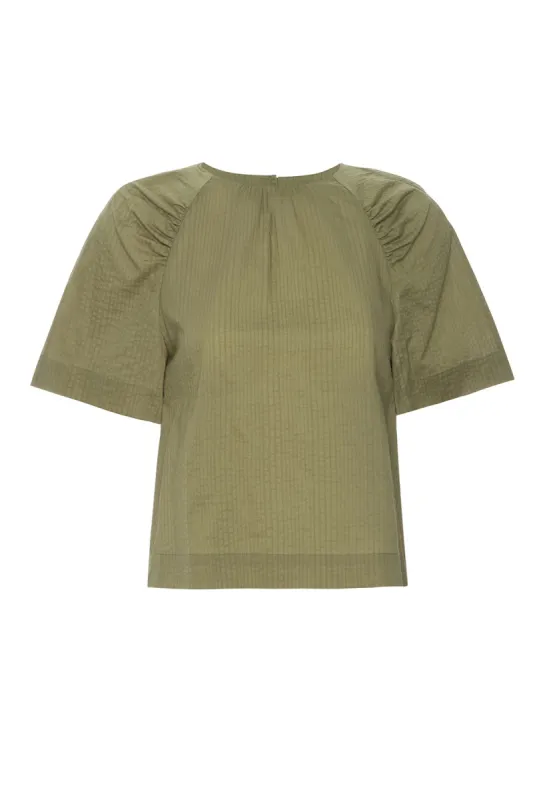 Draped Sleeve Cotton Blouse sold by French Cuff