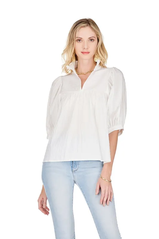 Ruffle Collar Short Sleeve Top sold by French Cuff