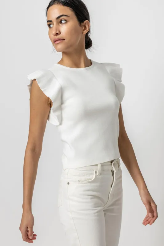 Flutter Sleeve Shell Sweater sold by French Cuff