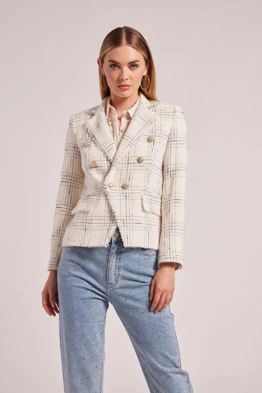 Eliza Tweed Blazer - White/Black sold by French Cuff