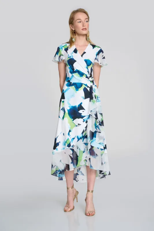 Silky Knit And Chiffon Floral Wrap Dress sold by French Cuff