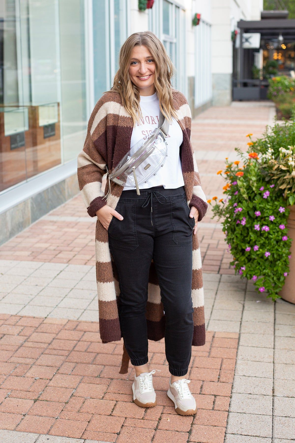 Brown/Ivory Striped Long Cardigan sold by French Cuff product image thumbnail 2