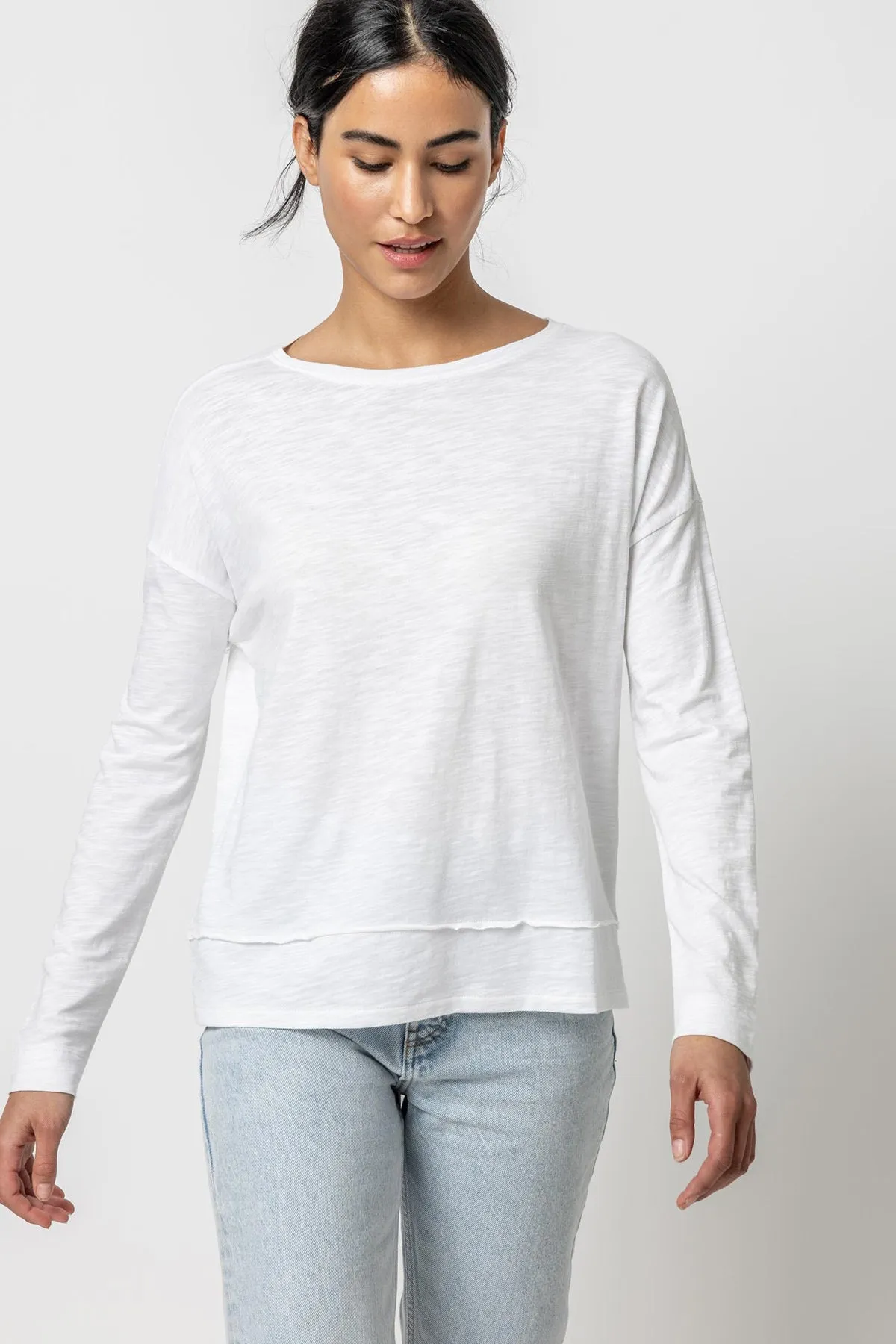 Wide Hem Drop Shoulder Boatneck sold by French Cuff