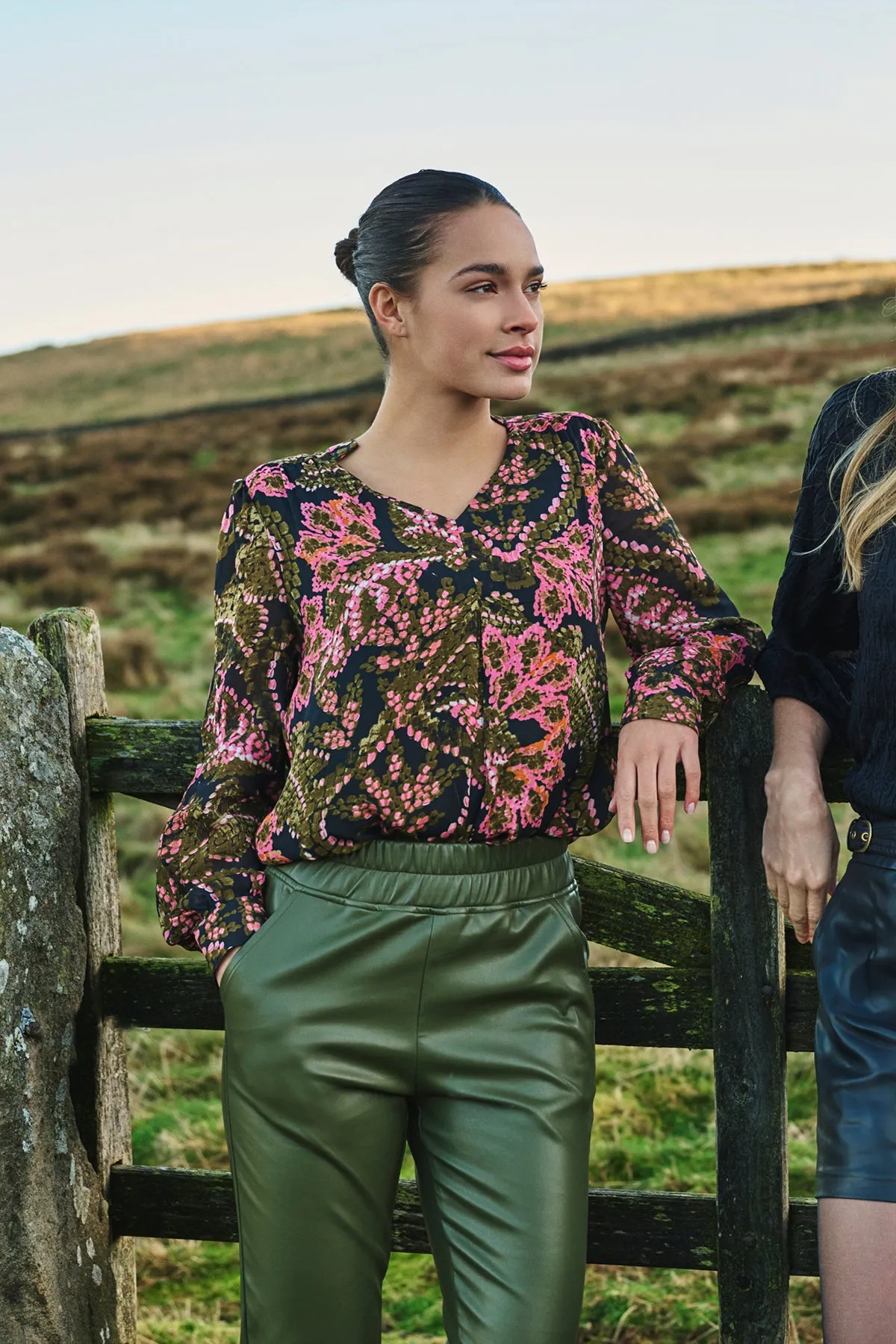 V-Neck Global Flower Blouse sold by French Cuff