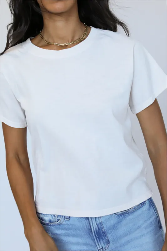 Ruby - Cotton Boxy Crew Tee w/ Side Slits sold by French Cuff