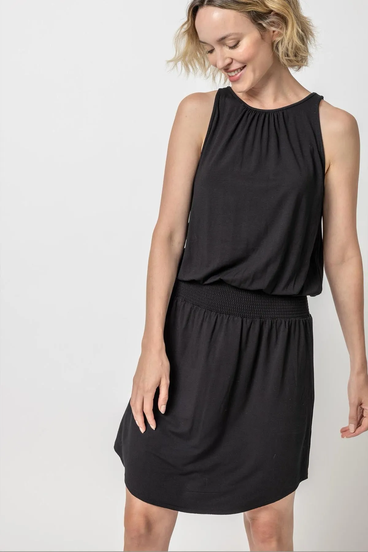 Smocked Crewneck Dress sold by French Cuff