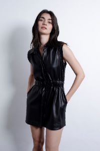 Oliver Leather Mini Dress-Black sold by French Cuff
