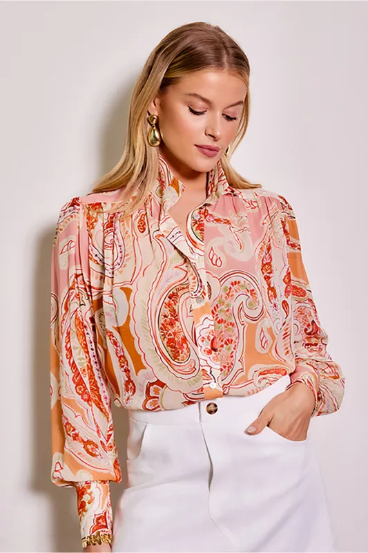 Shirred Button-Up Blouse sold by French Cuff