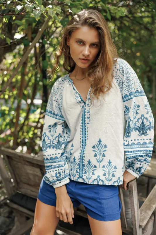 Sadie Seaspray Stitches Top sold by French Cuff