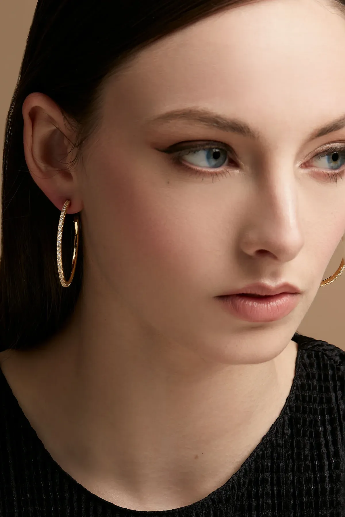 Large Pave Hoop Earrings sold by French Cuff