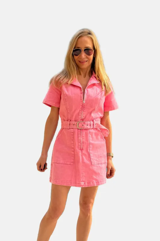 Belted Zip Up Dress sold by French Cuff