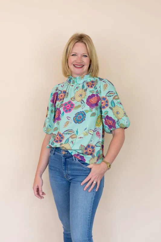Puff Sleeve Floral Top sold by French Cuff