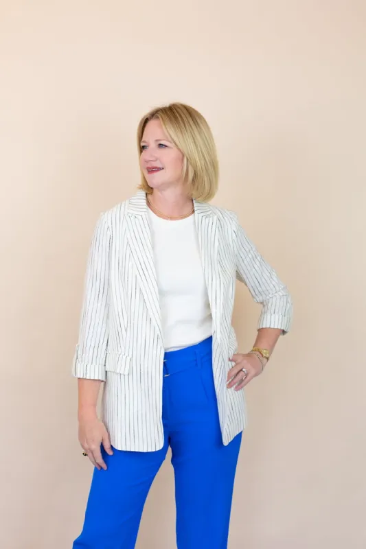 Linen Striped Blazer sold by French Cuff