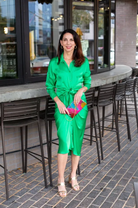 Button Down/Tie Front Dress- Island Green sold by French Cuff
