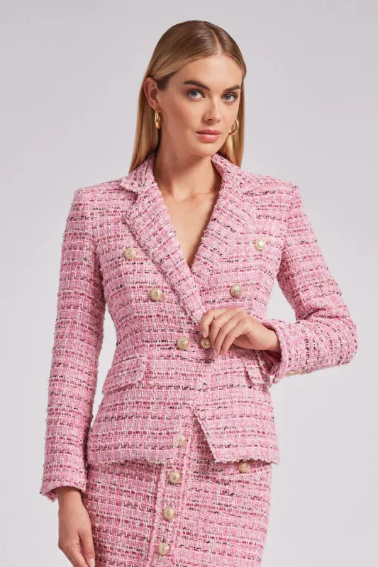 Eliza Tweed Blazer - Pink Melange sold by French Cuff