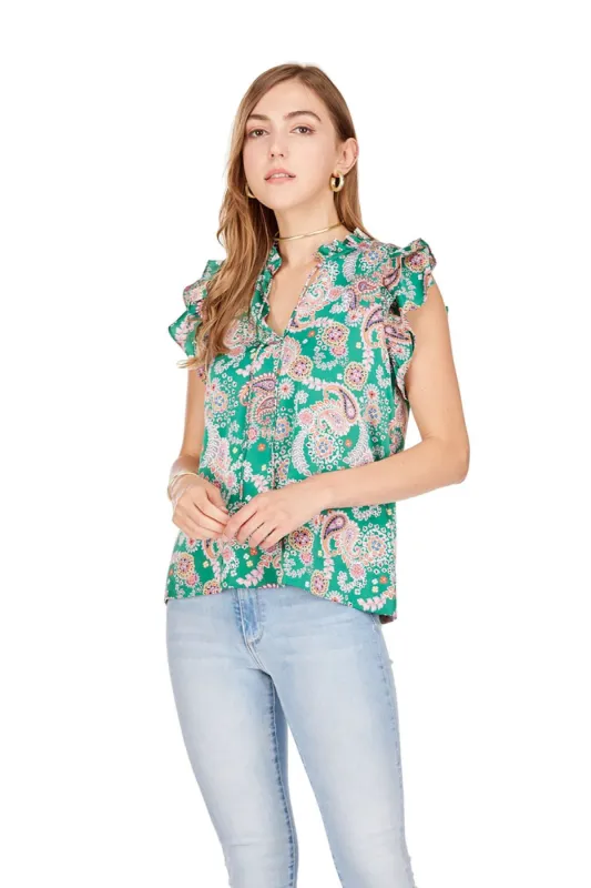 Green Paisley Top sold by French Cuff