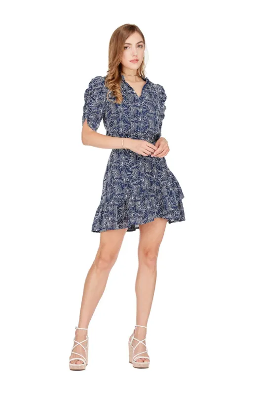 Navy with White Embroidery Dress sold by French Cuff
