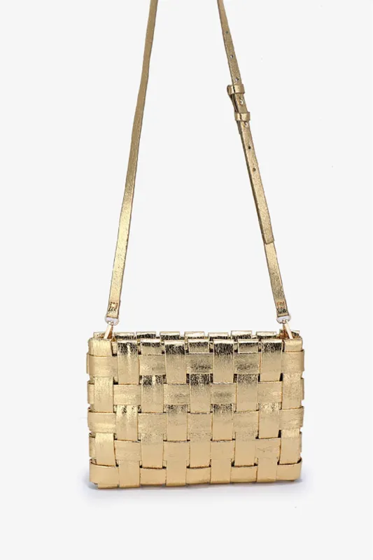 Lindy Clutch Woven Large - High Shine Gold sold by French Cuff
