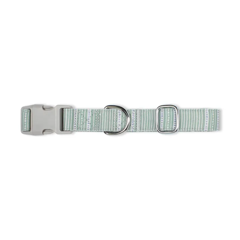 Block Stripe Dusty Sage Dog Collar sold by Fringe Studio