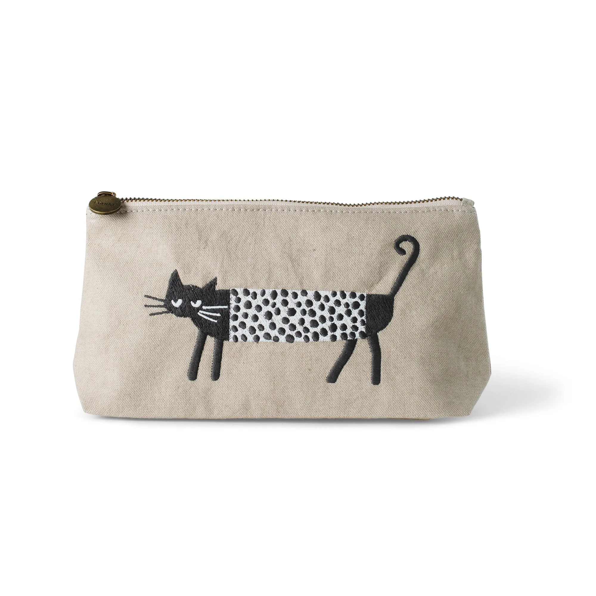 Oliver The Cat Medium Flat Bottom Canvas Pouch sold by Fringe Studio