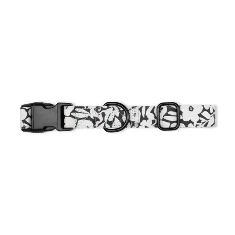 Charcoal Floral Dog Collar made by Fringe Studio