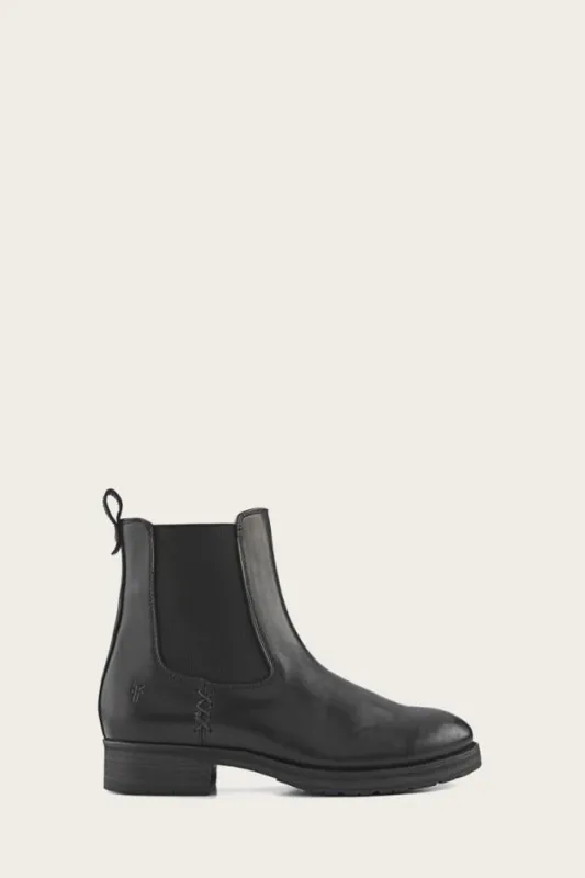 Frye Women MELISSA DOUBLE SOLE CHELSEA BLACK/WAXY BURNISHED LEATHER made by Frye