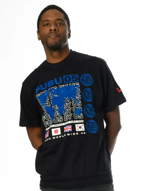 Black and Blue World Wide Tee sold by FUBU