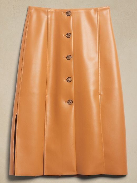 Seamed Vegan Leather Midi Skirt sold by GAP Factory product image thumbnail 4