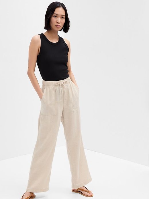 Wide-Leg Linen Pants with Washwell sold by GAP Factory product image thumbnail 3
