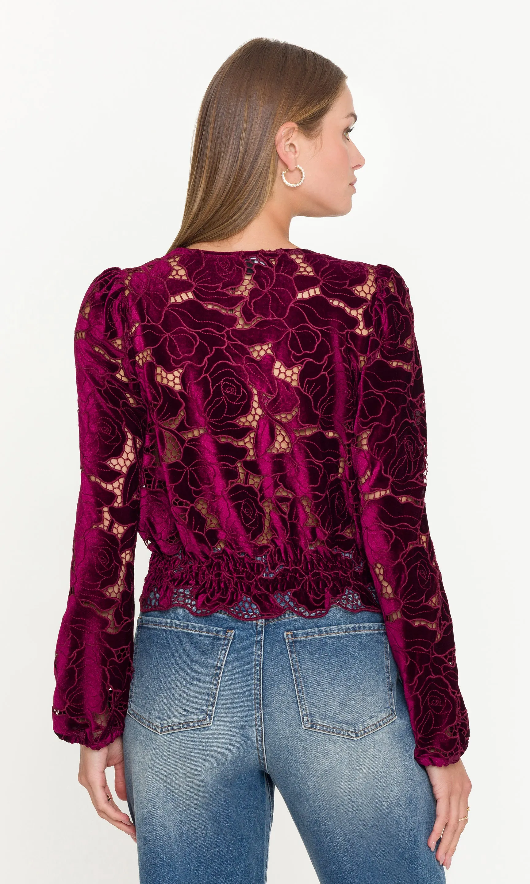 Loralie Velvet Lace Wrap Blouse sold by Generation Love product image thumbnail 3