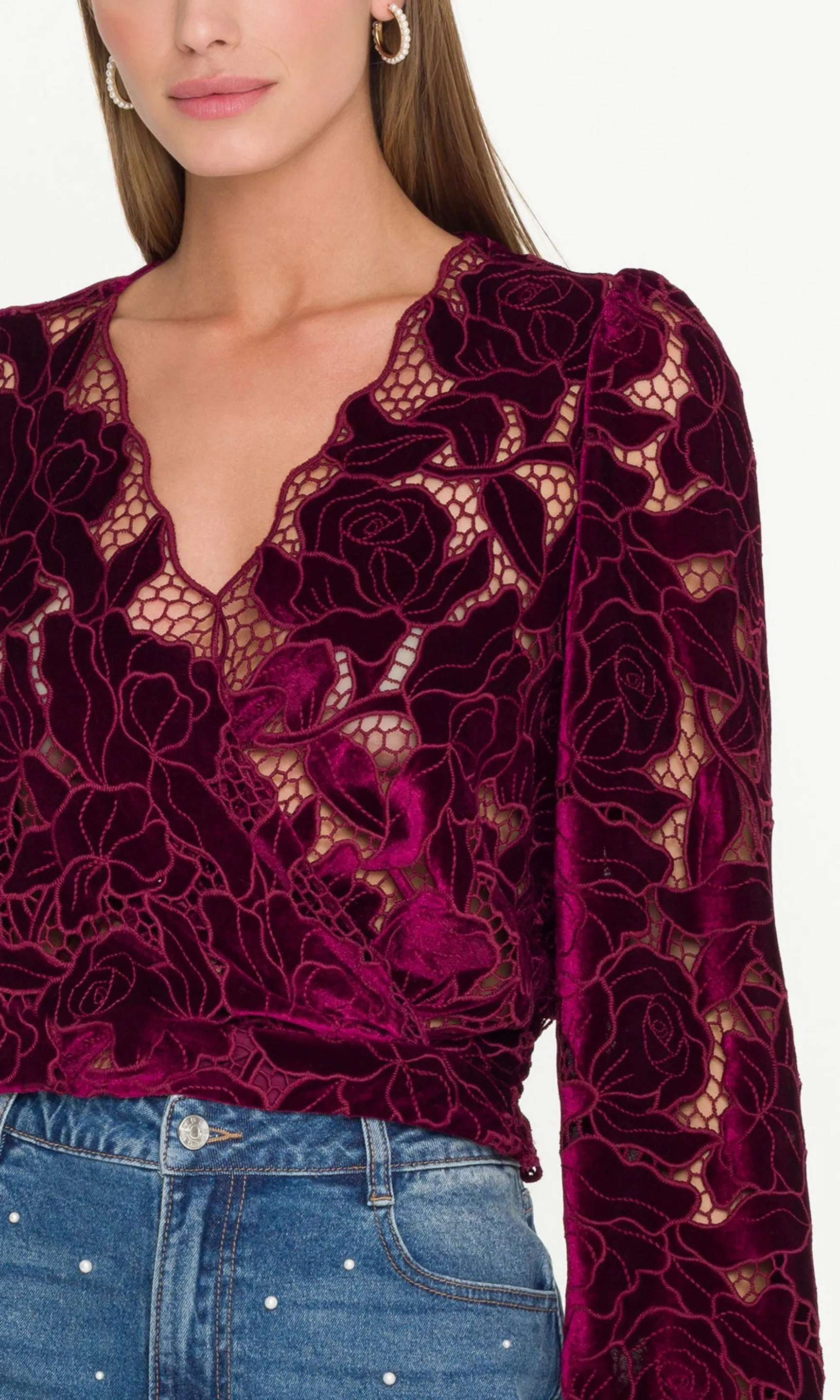 Loralie Velvet Lace Wrap Blouse sold by Generation Love product image thumbnail 2