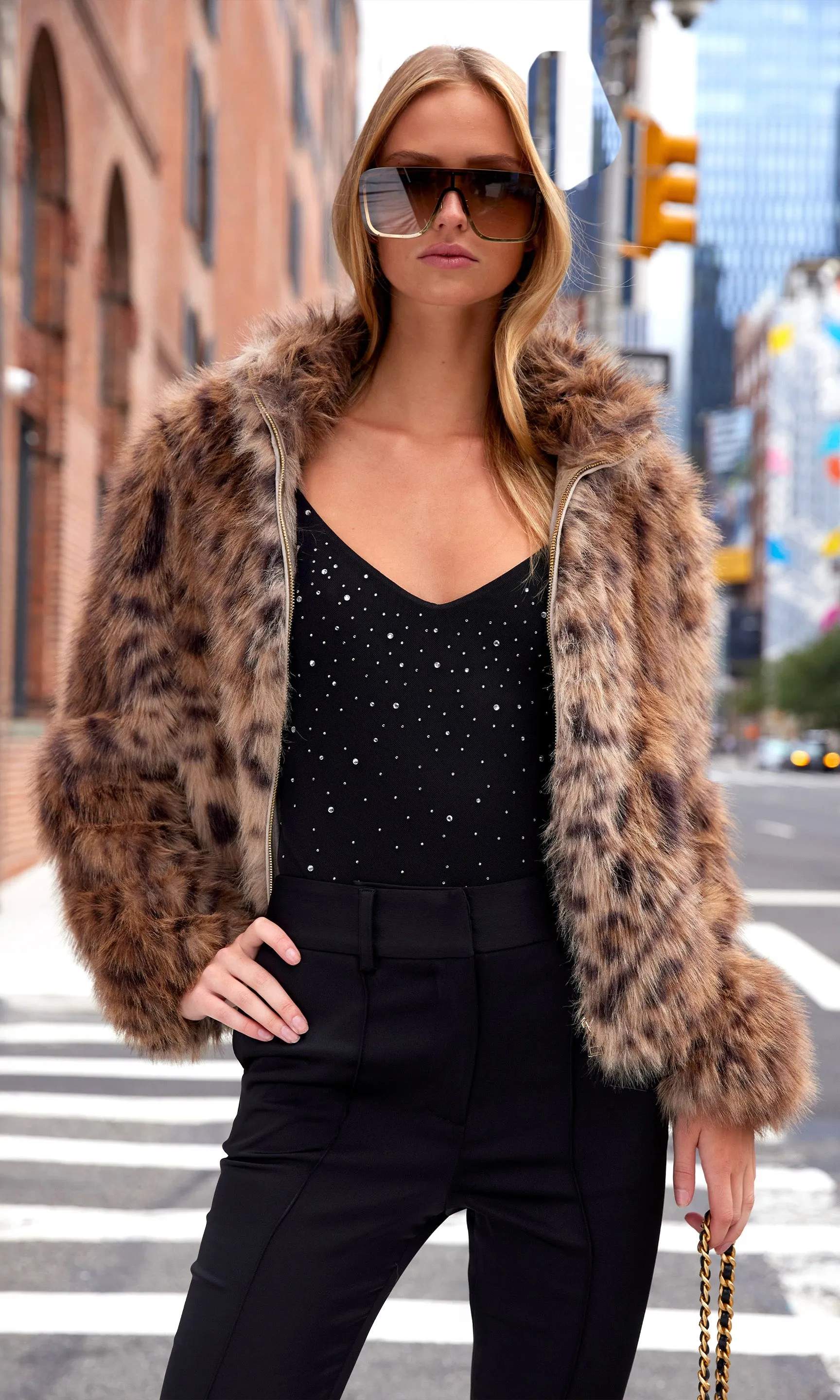 Jamie Leopard Faux Fur Jacket sold by Generation Love