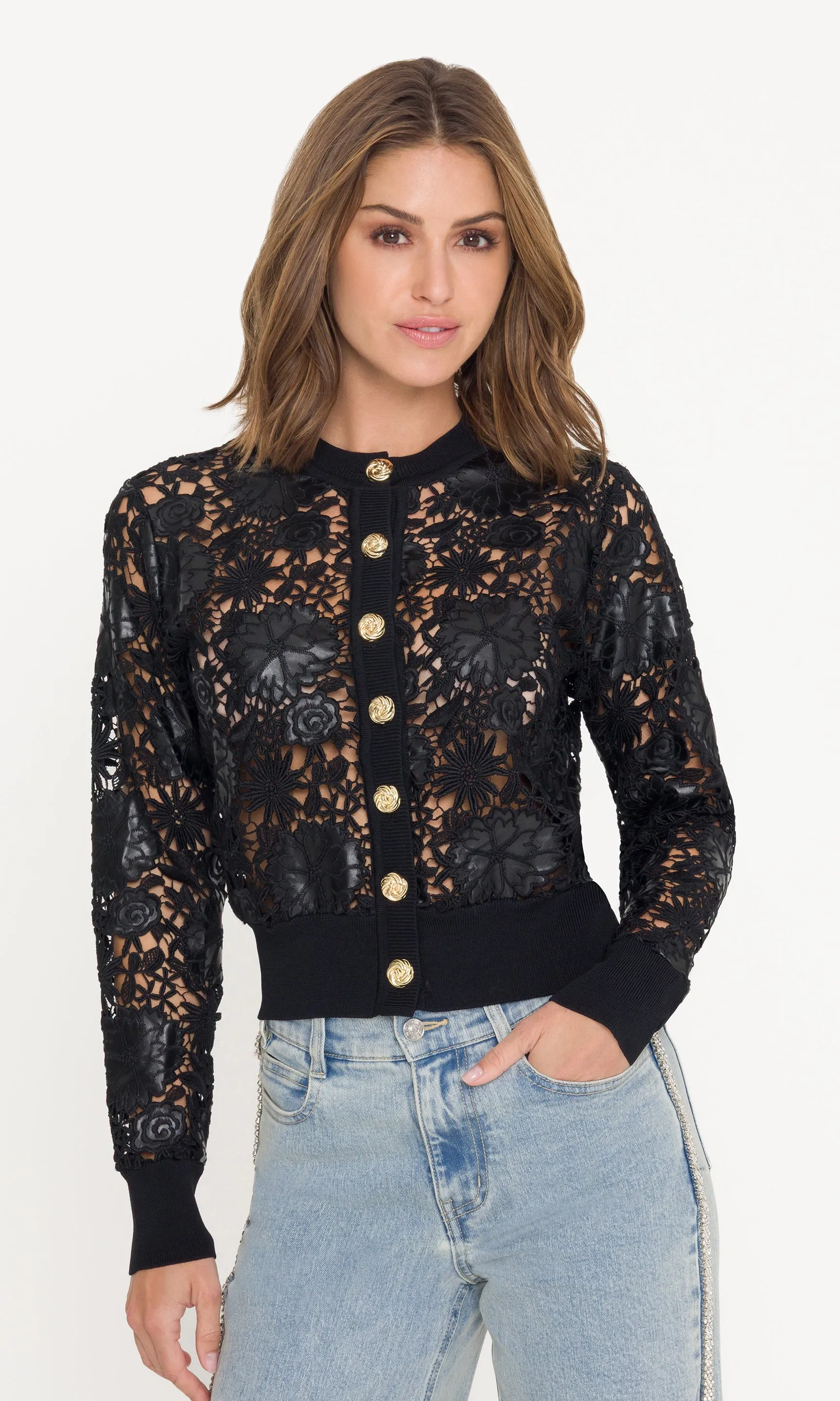 Erin Vegan Leather Lace Cardigan sold by Generation Love product image thumbnail 3