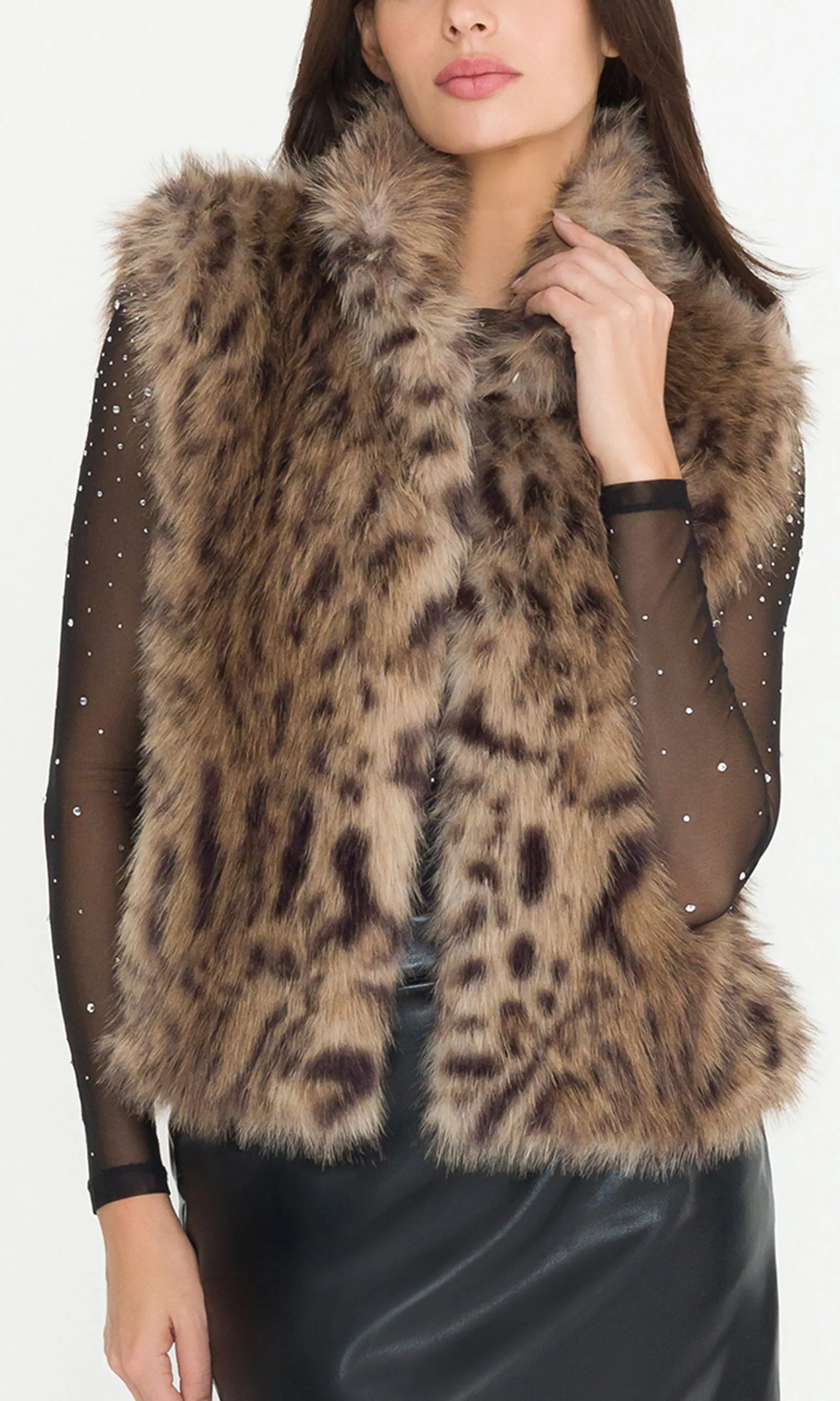Liona Leopard Faux Fur Vest sold by Generation Love product image thumbnail 4