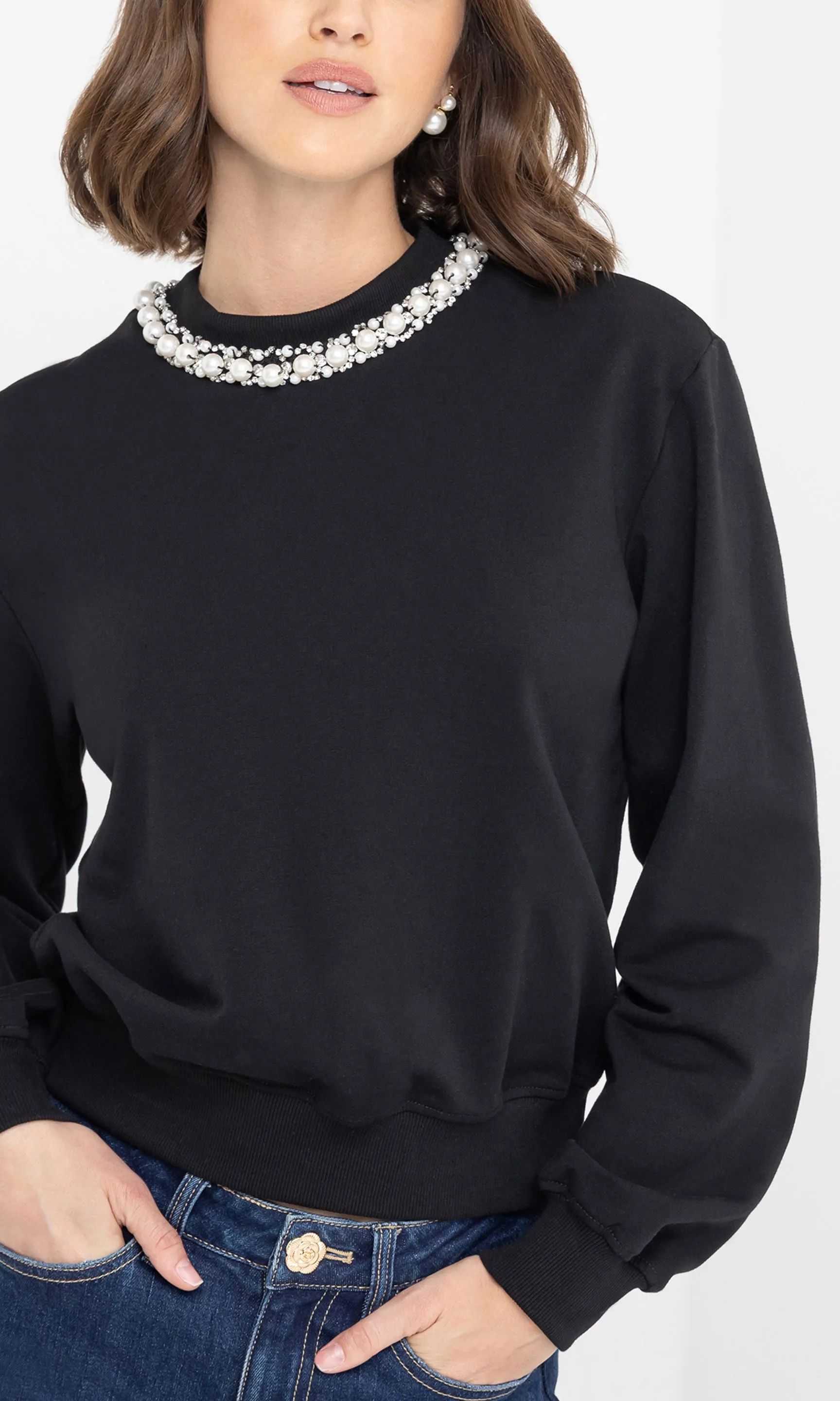 Jill Pearl/Crystal Embellished Sweatshirt sold by Generation Love product image thumbnail 2
