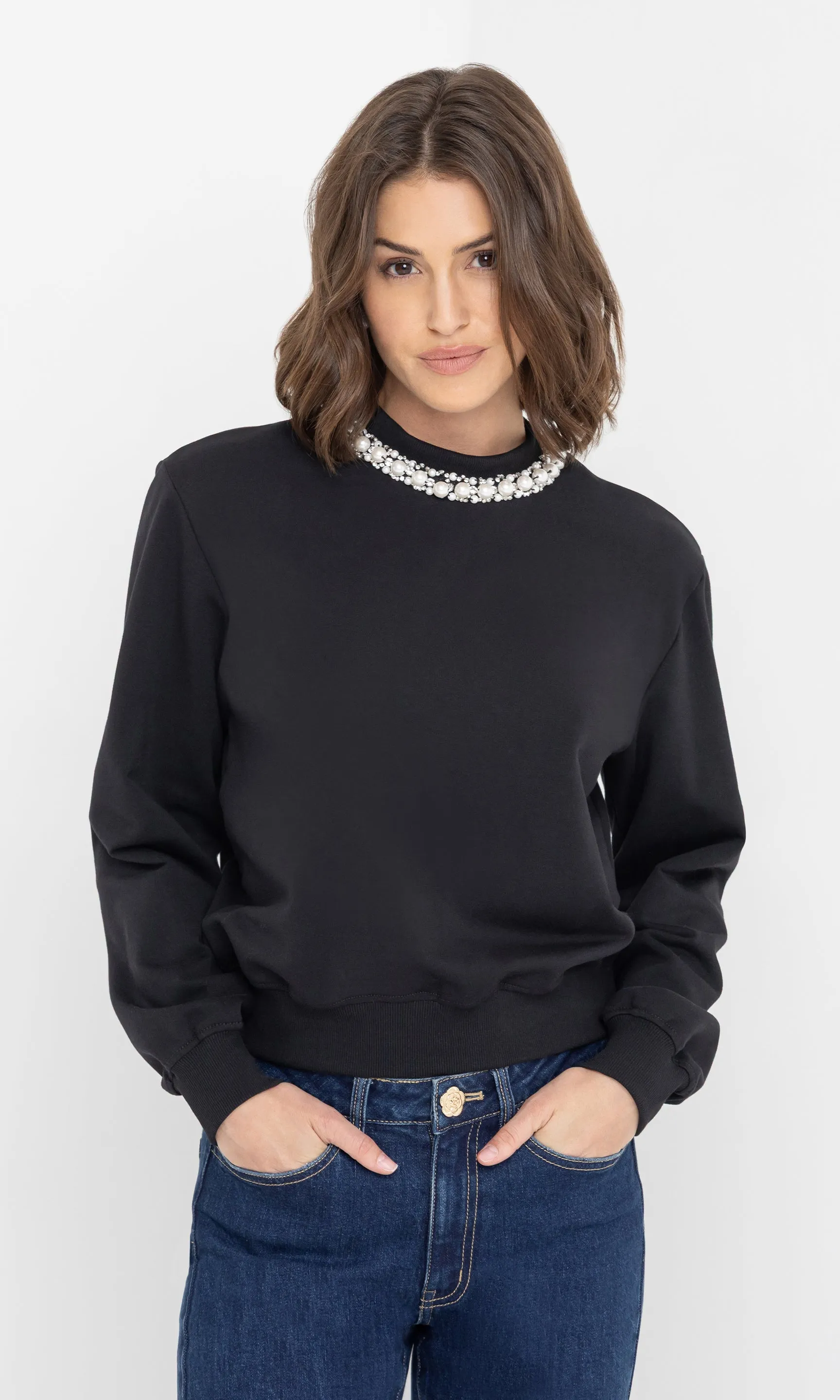 Jill Pearl/Crystal Embellished Sweatshirt sold by Generation Love