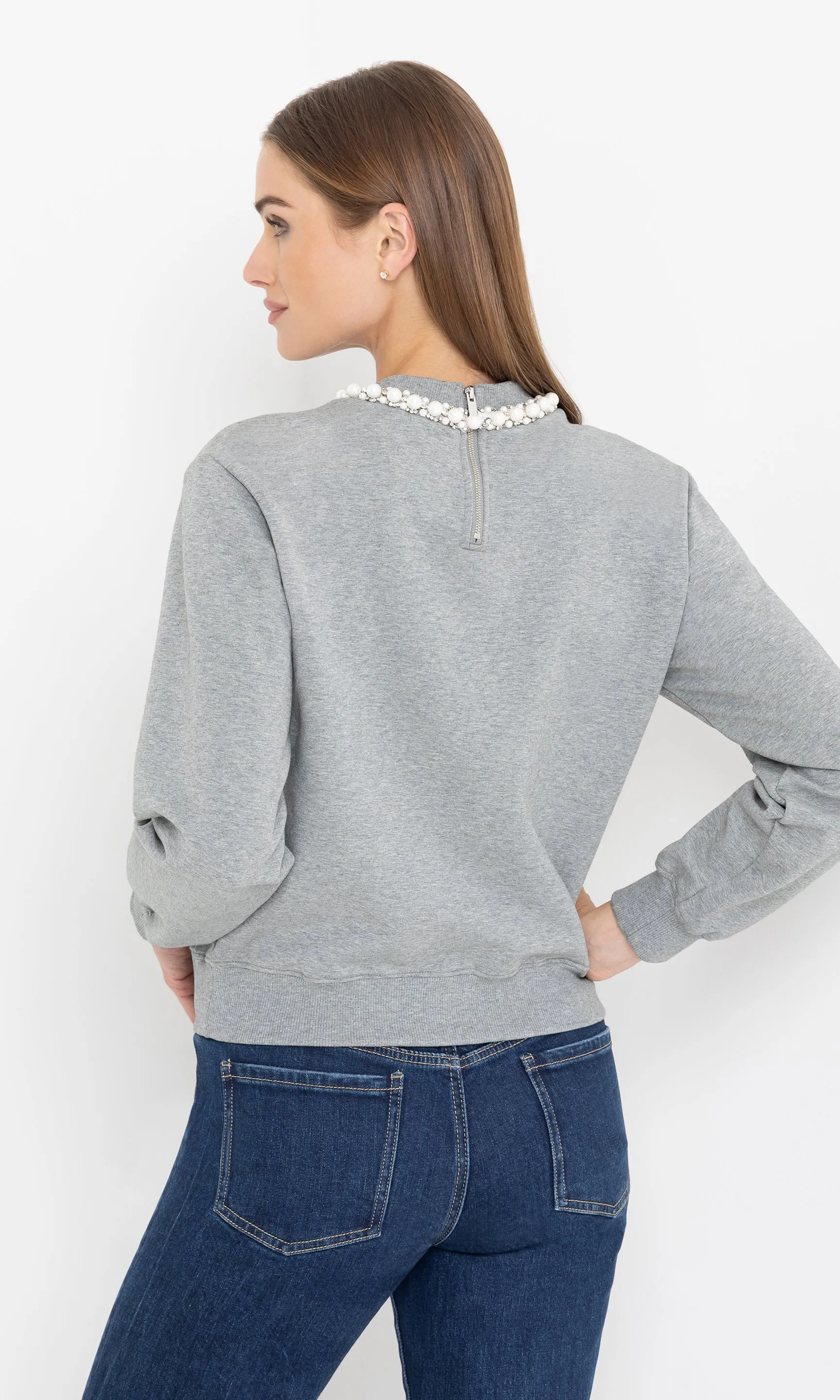 Jill Pearl/Crystal Embellished Sweatshirt sold by Generation Love product image thumbnail 3