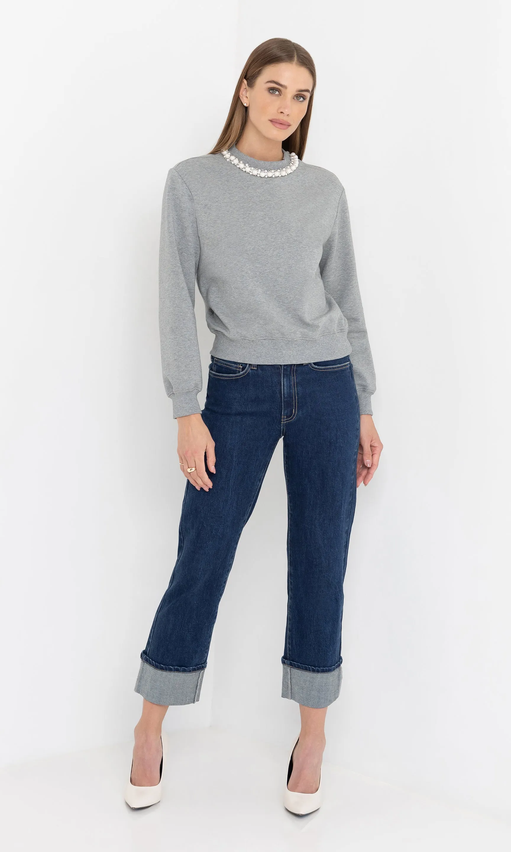 Jill Pearl/Crystal Embellished Sweatshirt sold by Generation Love product image thumbnail 4