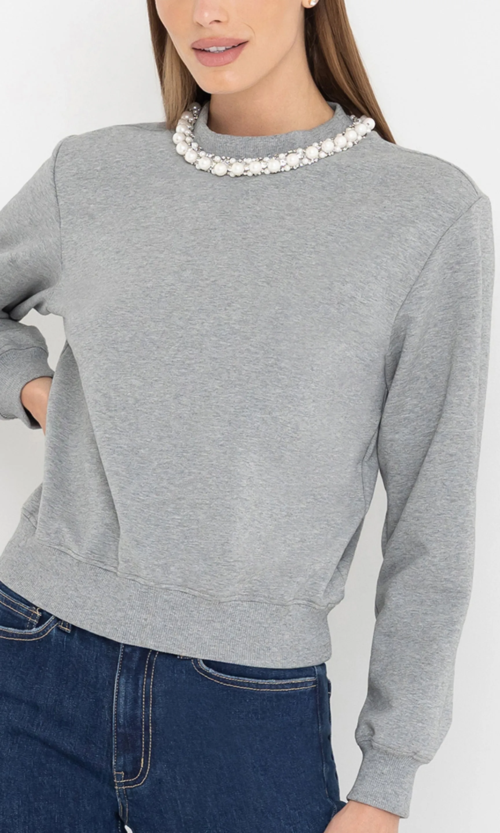 Jill Pearl/Crystal Embellished Sweatshirt sold by Generation Love product image thumbnail 2