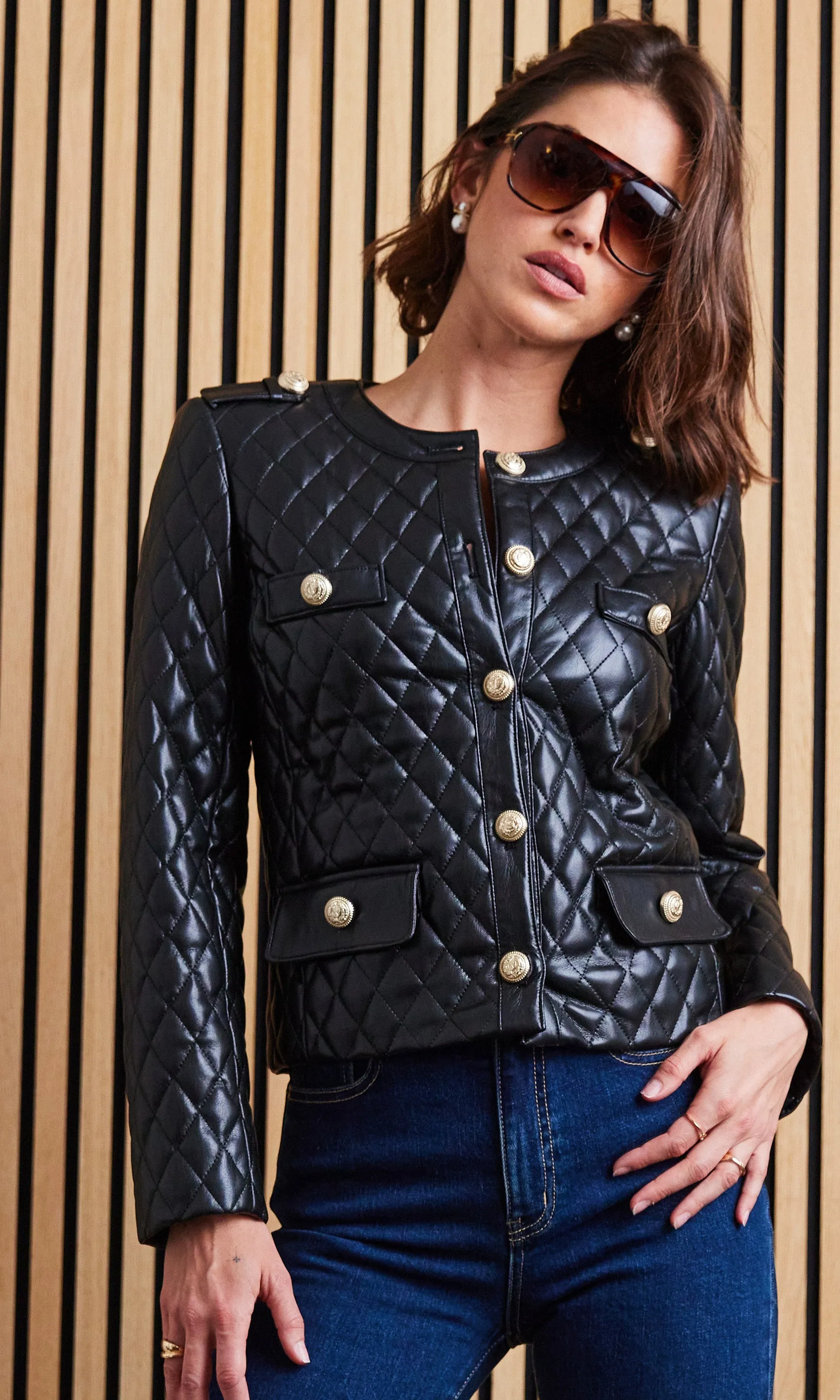 Brevel Quilted Vegan Leather Jacket sold by Generation Love product image thumbnail 3