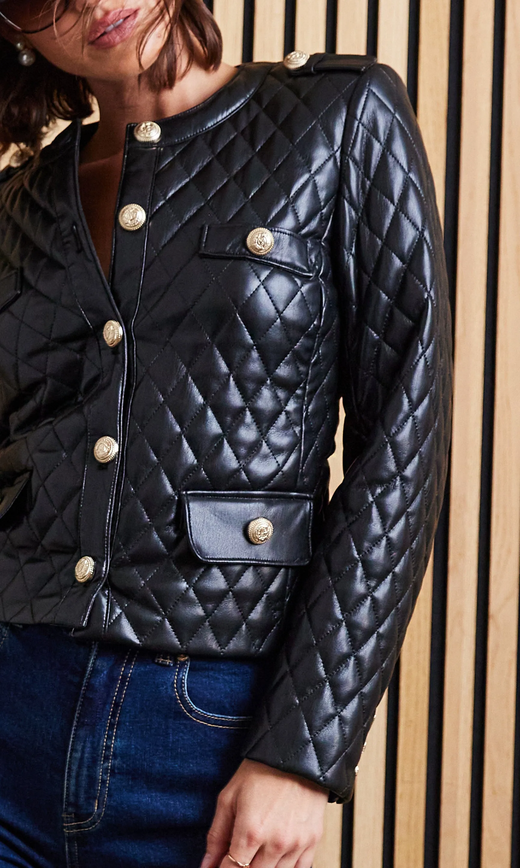 Brevel Quilted Vegan Leather Jacket sold by Generation Love product image thumbnail 2