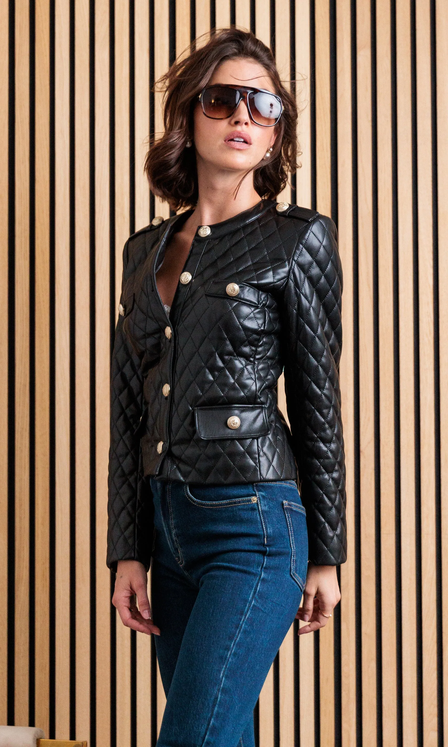 Brevel Quilted Vegan Leather Jacket sold by Generation Love product image thumbnail 4