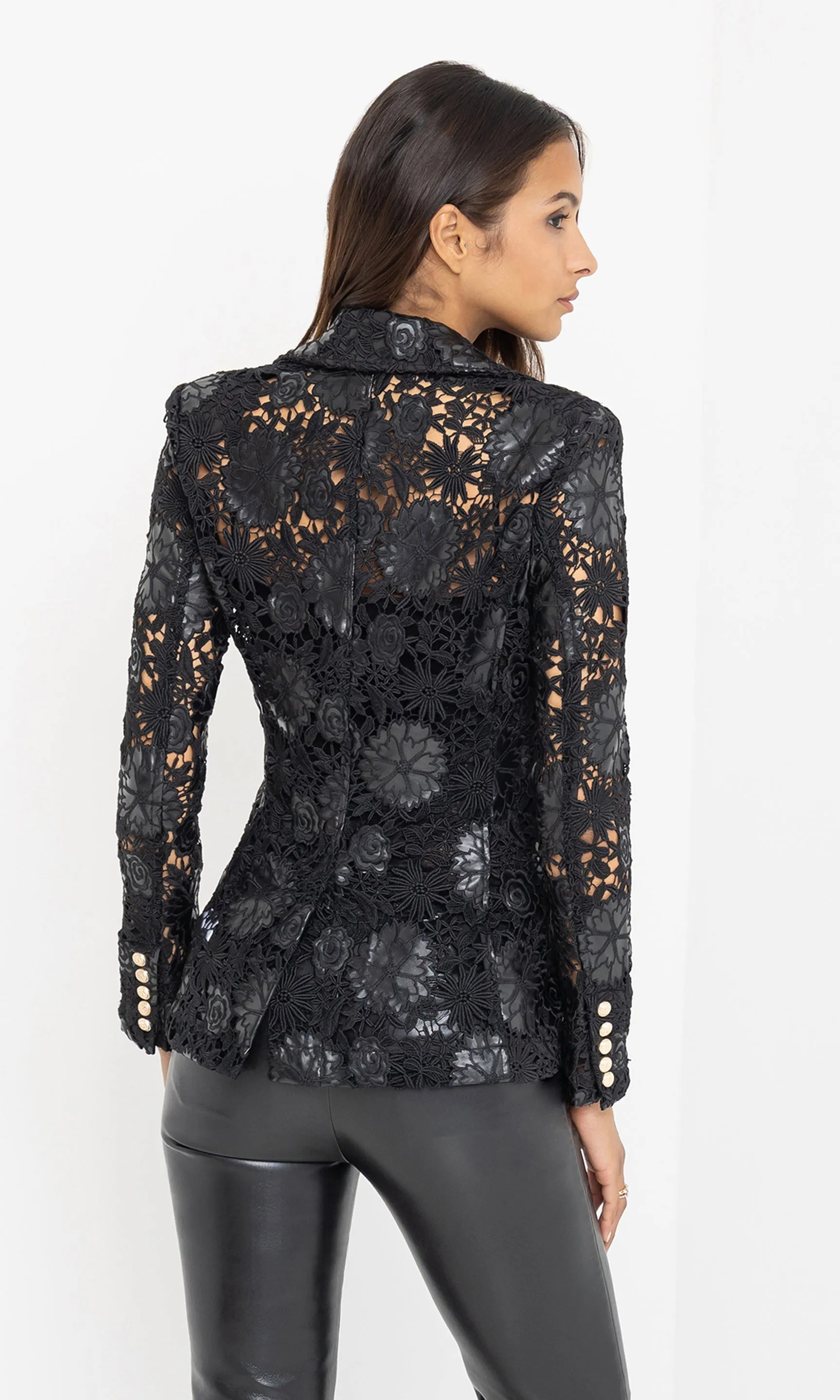Aimee Vegan Leather Guipure Blazer sold by Generation Love product image thumbnail 3