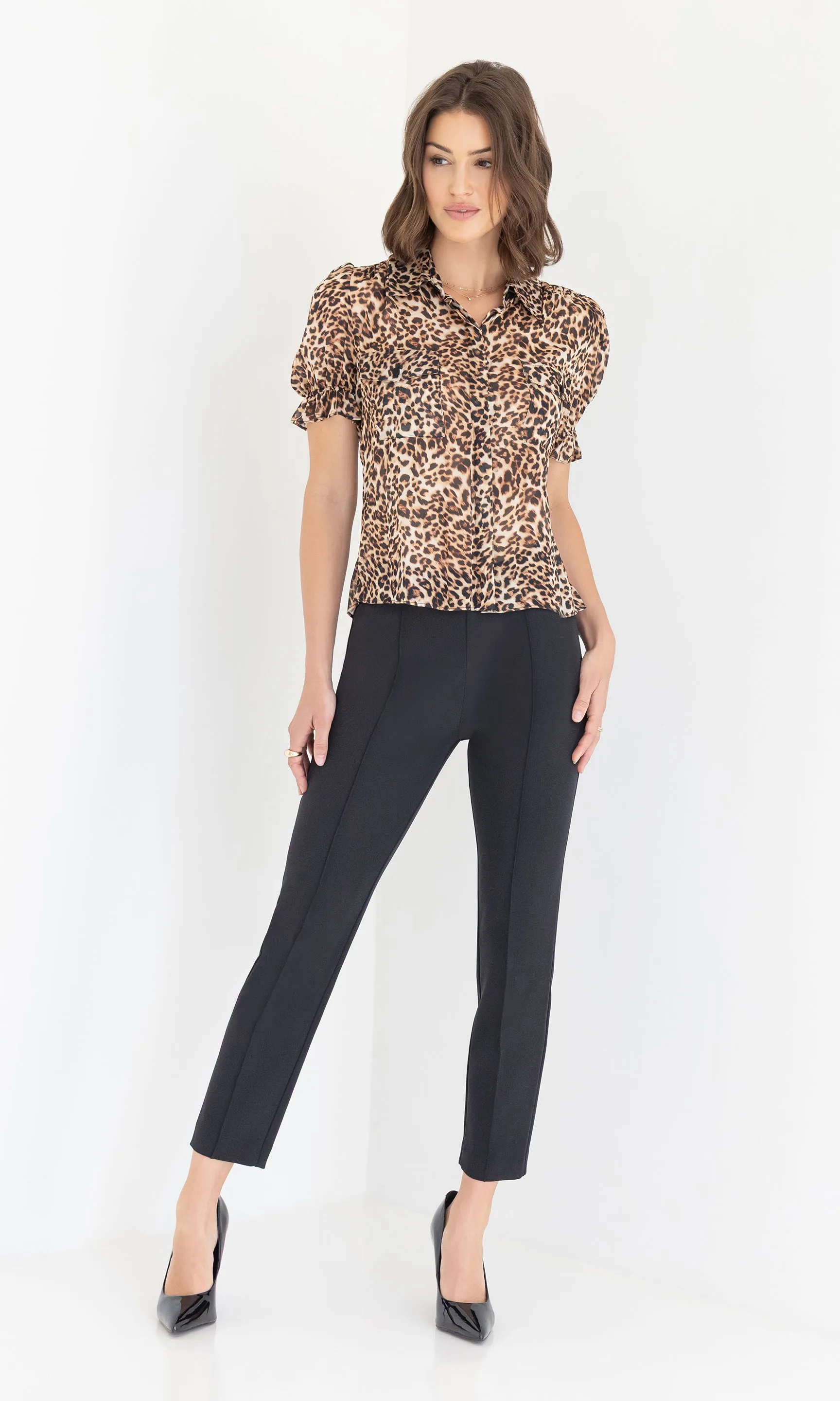 Mina Leopard Georgette Shirt sold by Generation Love product image thumbnail 4