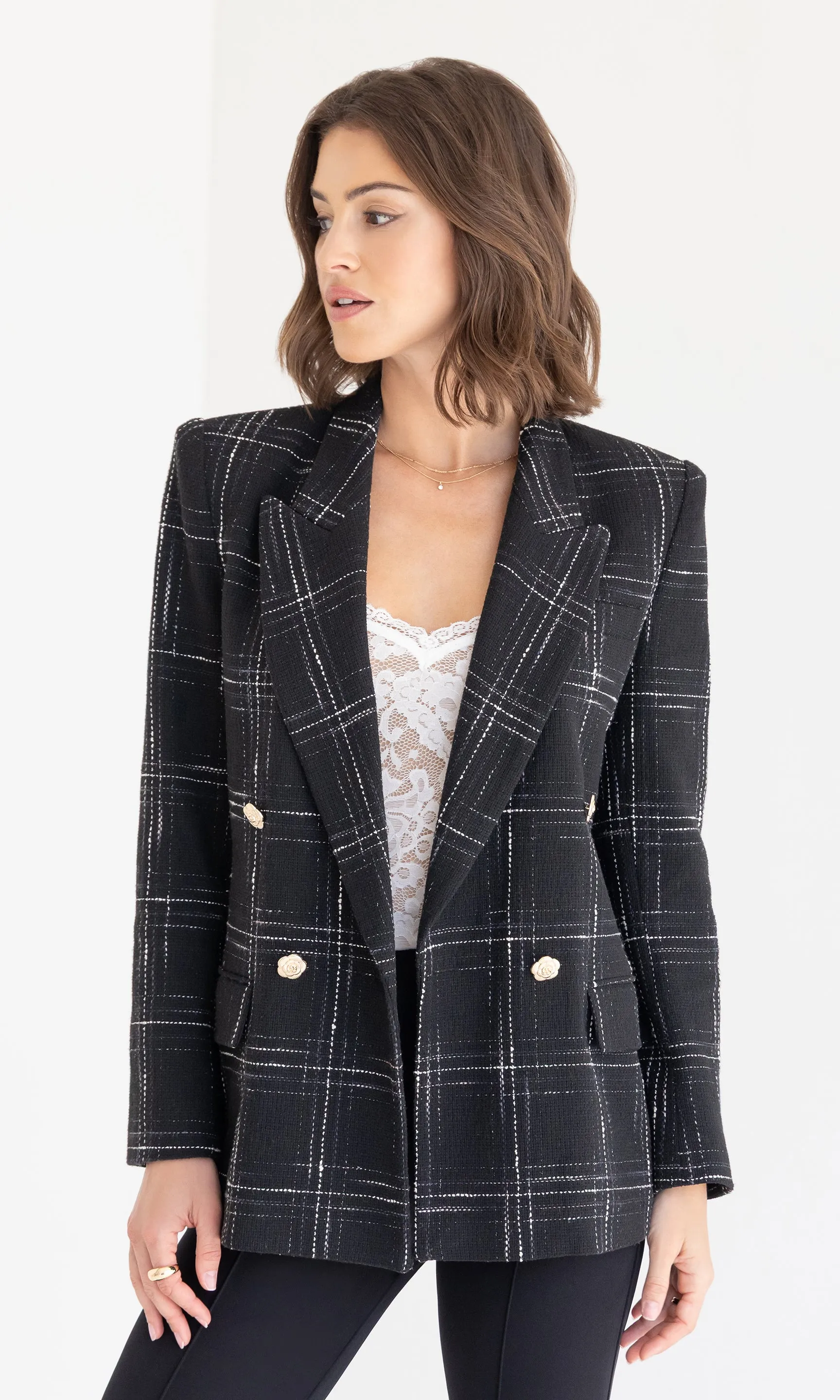 Maverick Windowpane Tweed Blazer sold by Generation Love product image thumbnail 2
