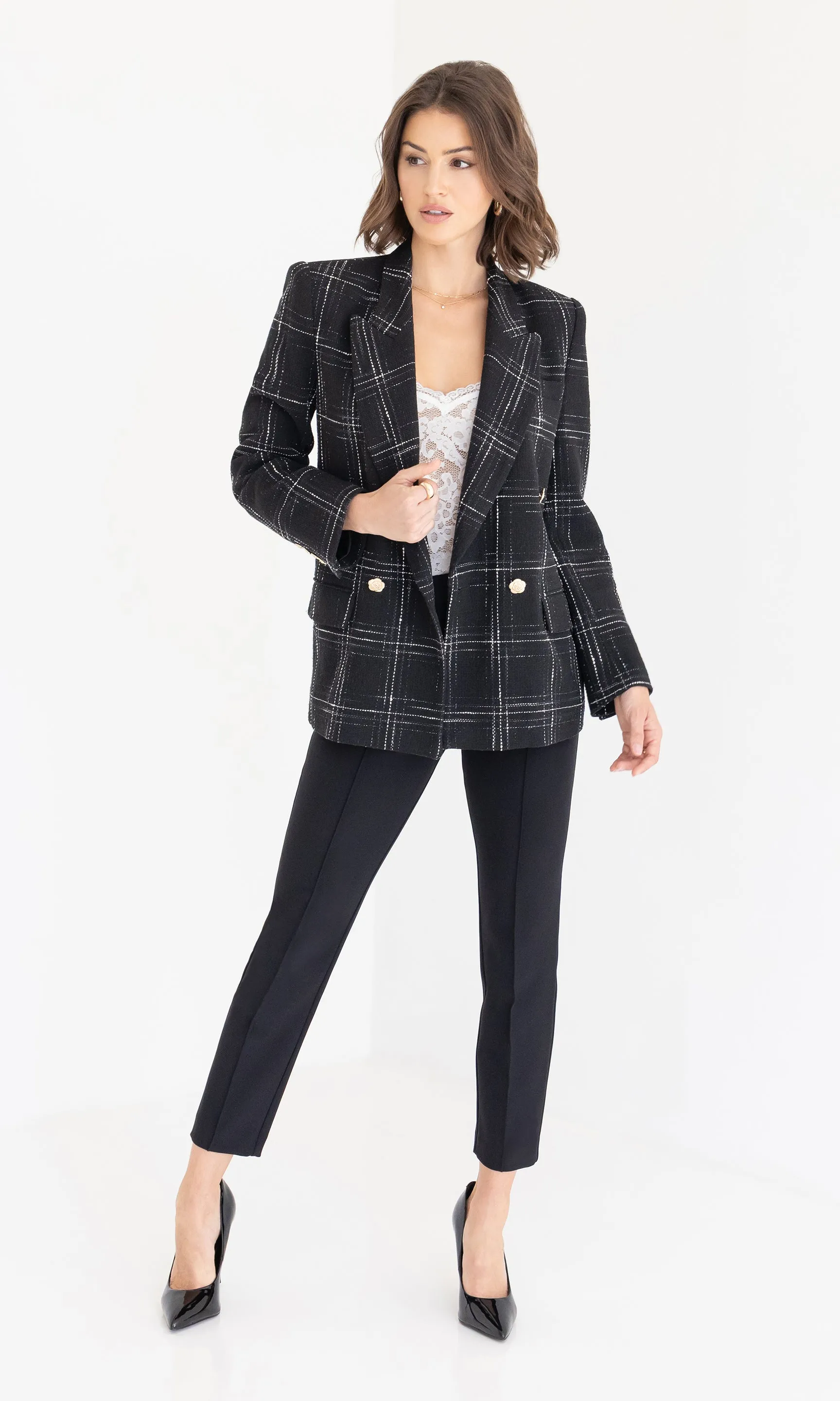 Maverick Windowpane Tweed Blazer sold by Generation Love product image thumbnail 3